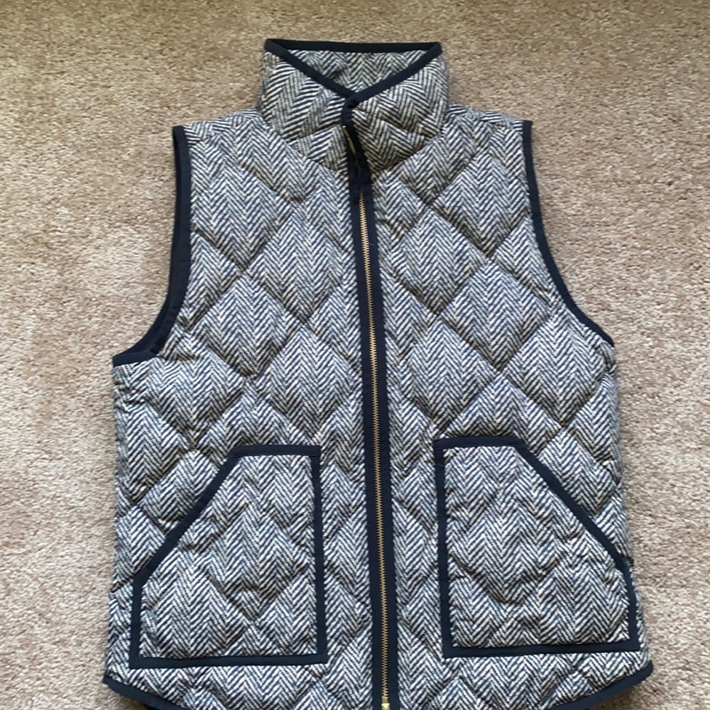 J crew herringbone puffer vest